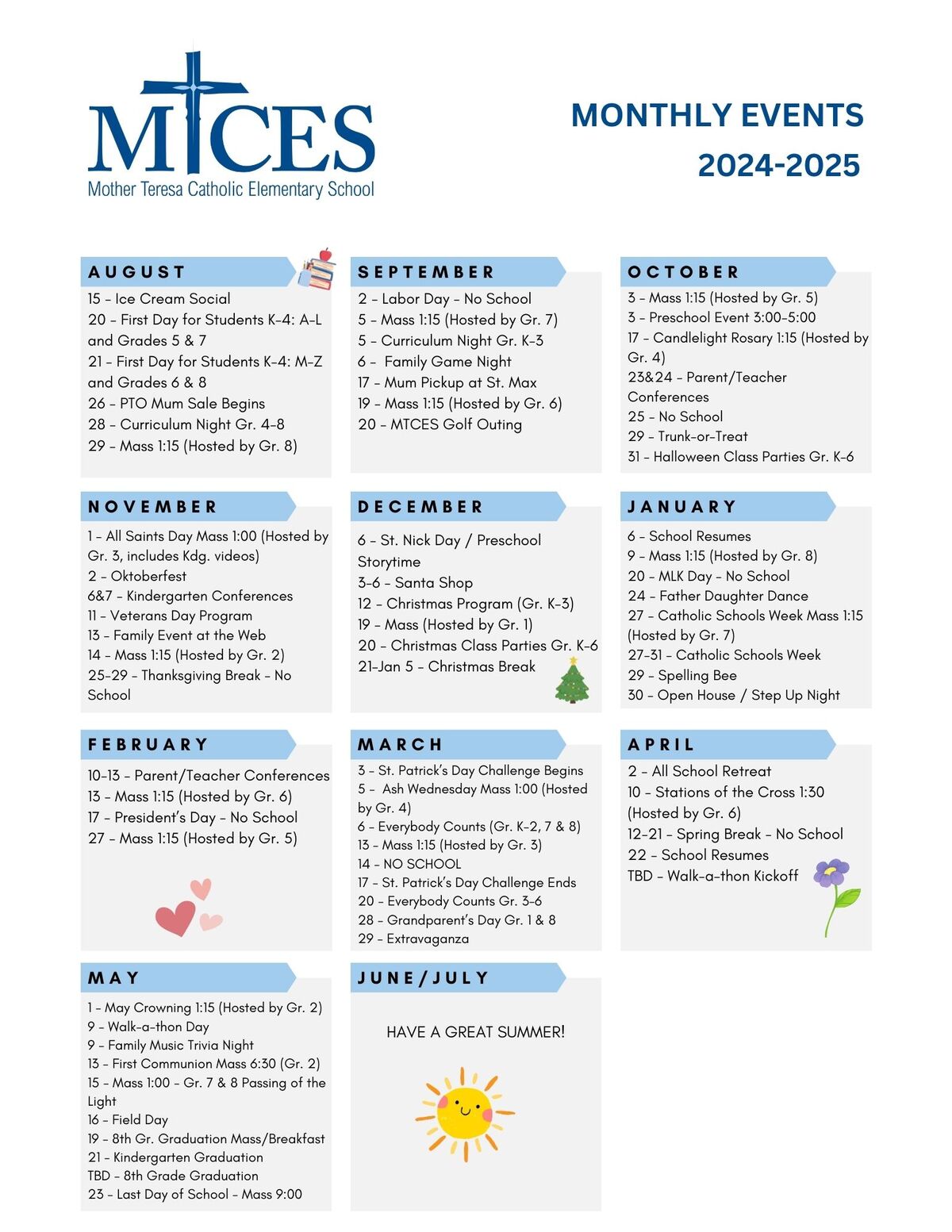 PTO Monthly Events 2024-2025